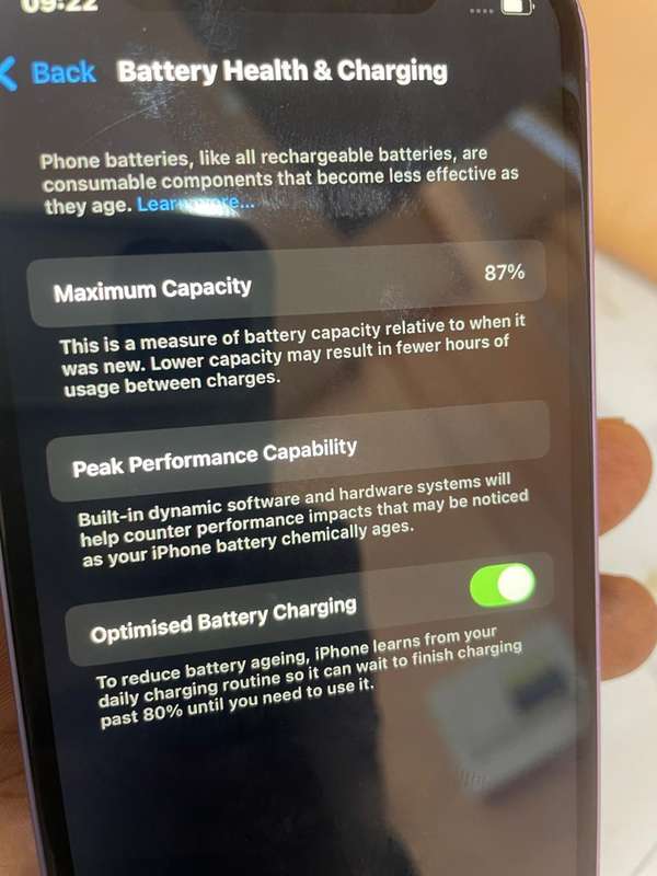 Iphone 12 with 256GB storage 87% battery