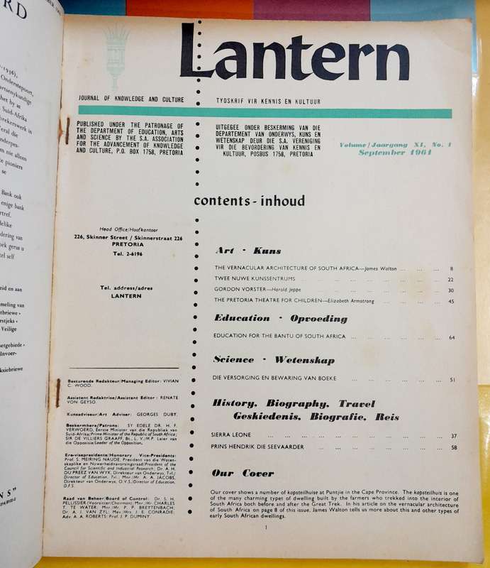 Lantern Tydskrif vir Kennis en Kultuur September 1961
