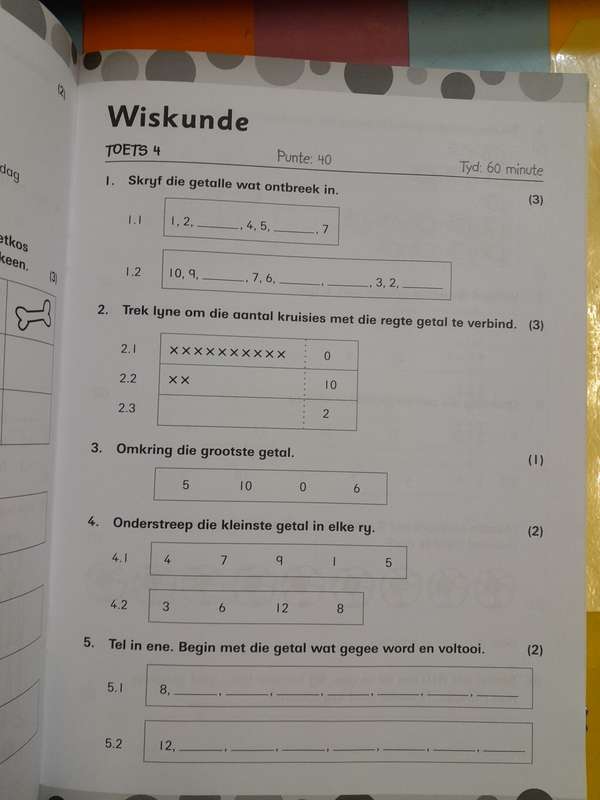 Slimkoppe Toetse Wiskunde en Afrikaans Huistaal Oefentoetse Graad 1
