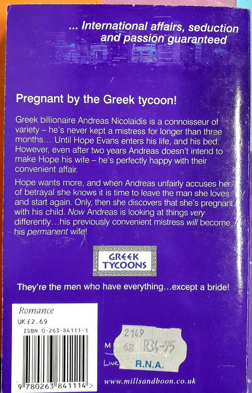 The Greek Tycoon's Convenient Mistress  by Lynne Graham Mills and Boon Modern