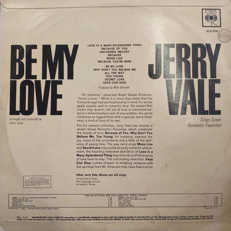 Jerry Vale - Be my love