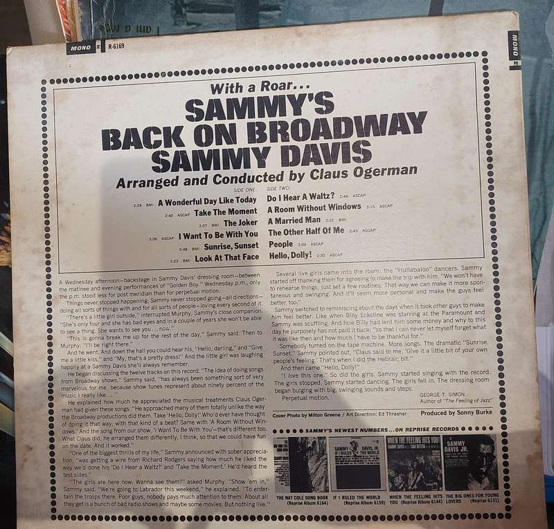 Sammy Davis - Sammy's back on broadway (VG/VG)