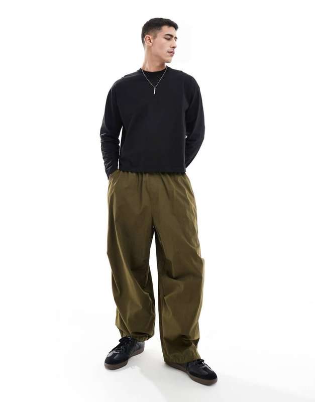 Crop Basic Long Sleeve Oversized T-Shirt