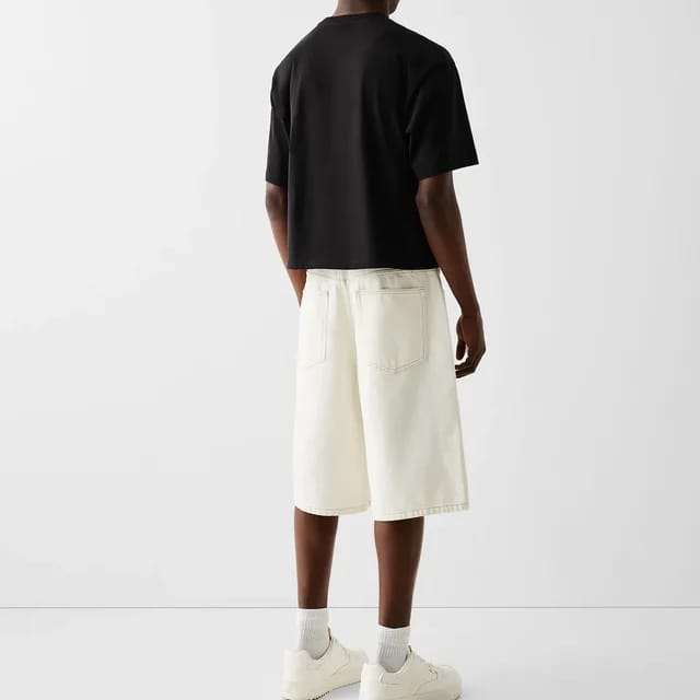 Crop  Basic Drop Shoulder Boxy Fit T-Shirt