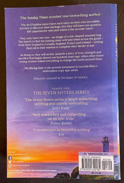 THE MISSING SISTER - LUCINDA RILEY - 803 PAGES - SEVEN SISTER SERIES
