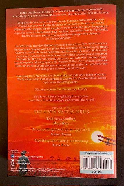 THE SUN SISTER - LUCINDA RILEY - 837 PAGES - SEVEN SISTER SERIES