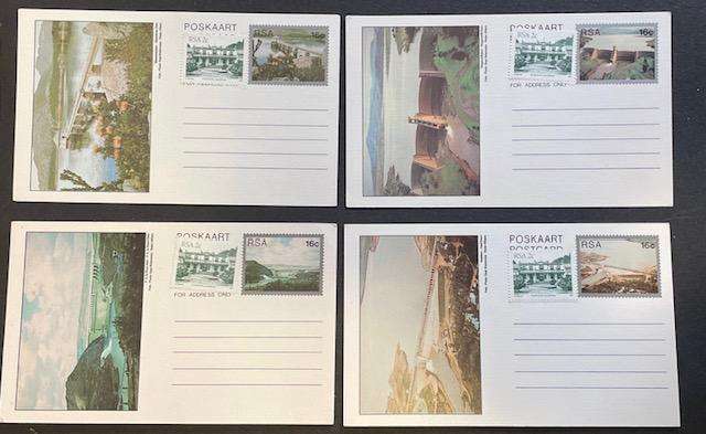 Pre stamped cards x 4  - Dams of  South Africa 1982