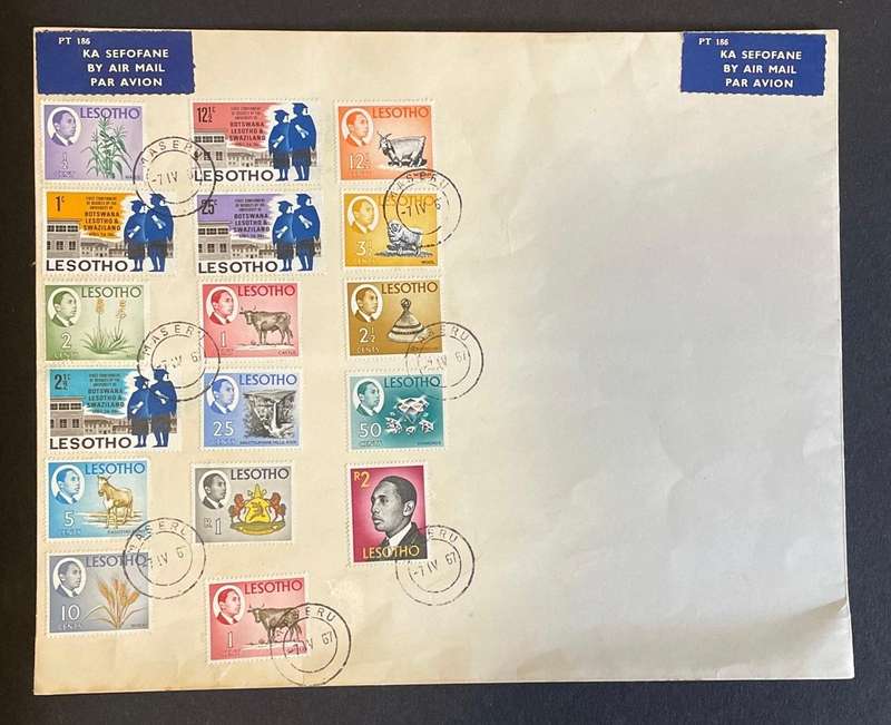 Lesotho 1967 - Full set of stamps on large envelope