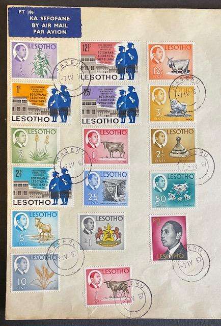 Lesotho 1967 - Full set of stamps on large envelope