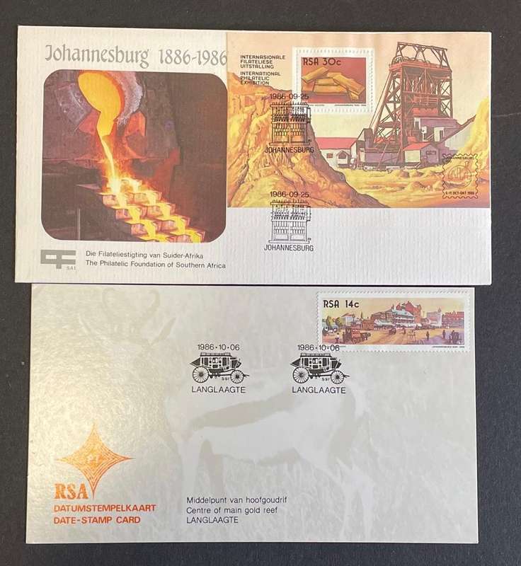 FDC  JOHANNESBURG - 1886 - 1986 with date stamp card