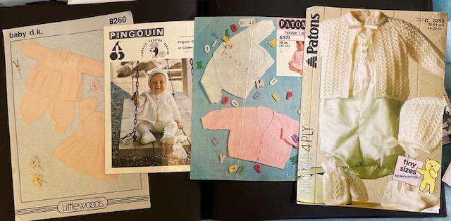 Four vintage knitting patterns for babies - good condition