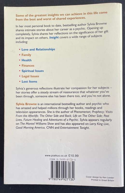 SYLVIA BROWNE - INSIGHT - CASE FILES FROM THE PSYCHIC WORLD. SOFTCOVER
