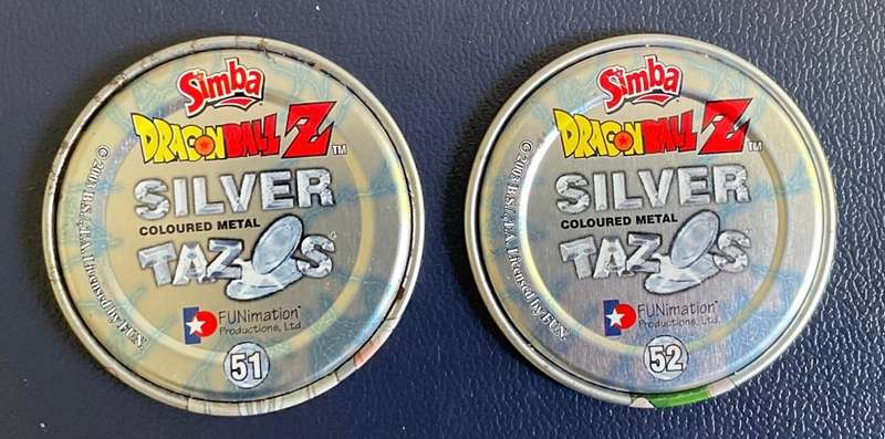 Dragon Ball Z Silver Metal Tazo's x 2 - Great condition! 2003
