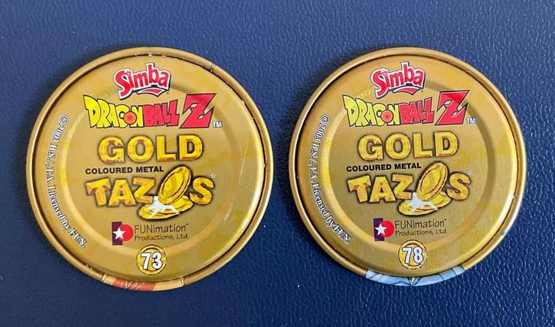 Dragon Ball Z GOLD Metal Tazo's x 2 - Great condition! 2003