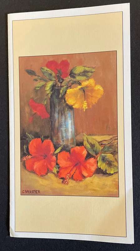 Postcard / Blank card - HIBISCUS - Mouth painting by C. Verster