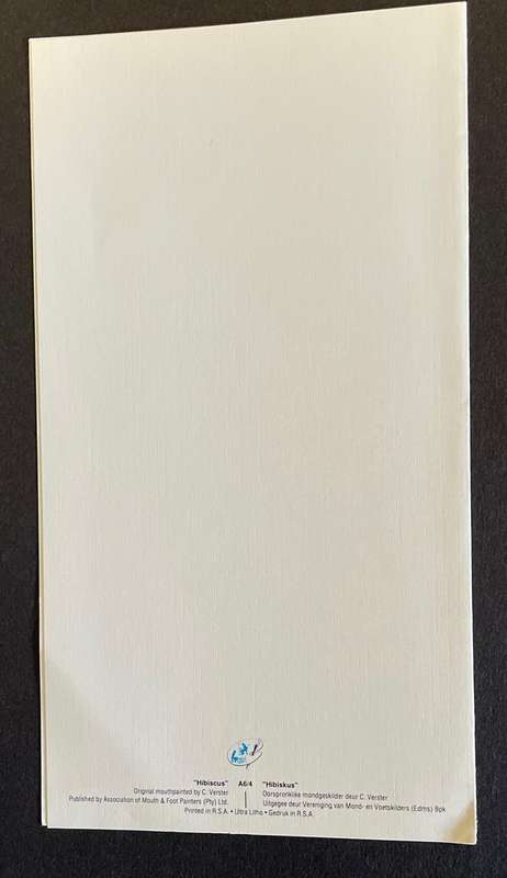 Postcard / Blank card - HIBISCUS - Mouth painting by C. Verster