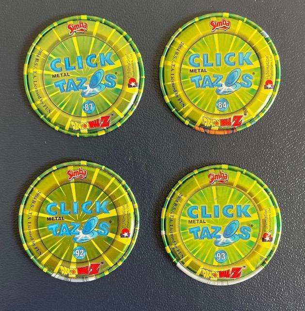 Dragon Ball Z CLICK Metal Tazo's x 4 - Great condition! 2004