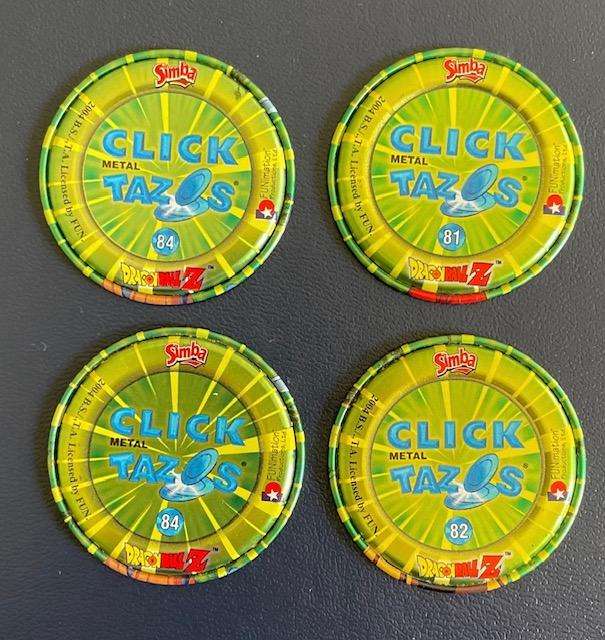 Dragon Ball Z CLICK Metal Tazo's x 4 - Great condition! 2004