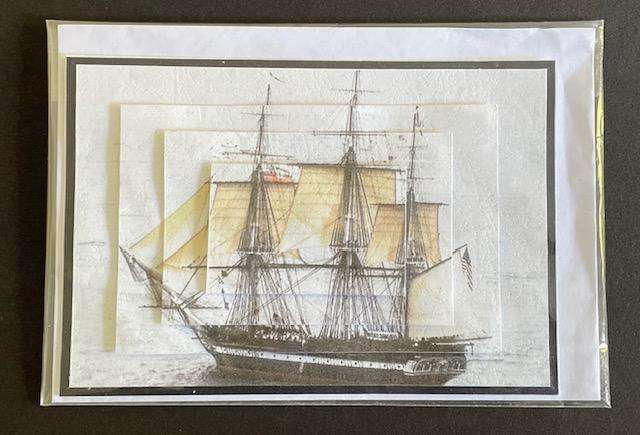 Postcard / BLANK CARD - Beautiful 3D Handmade Ship Card - New - still in plastic