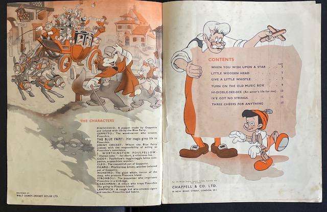 Pinocchio - Childrens Music Album. A complete arrangement of songs from the film. Walt Disney. 1940