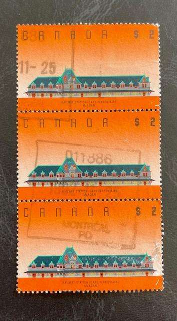 Used stamps - Block of 3 - Canada $2 stamps 1986