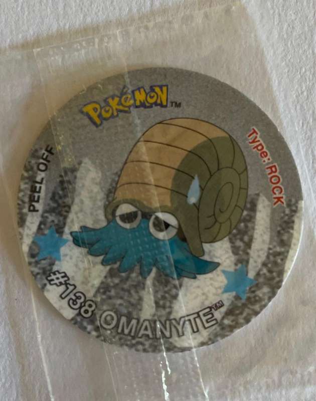 Pokemon Tazo - # 138  OMANYTE - Last Ever Collection . 2001 - Tazo number 18 - Mint - UNOPENED