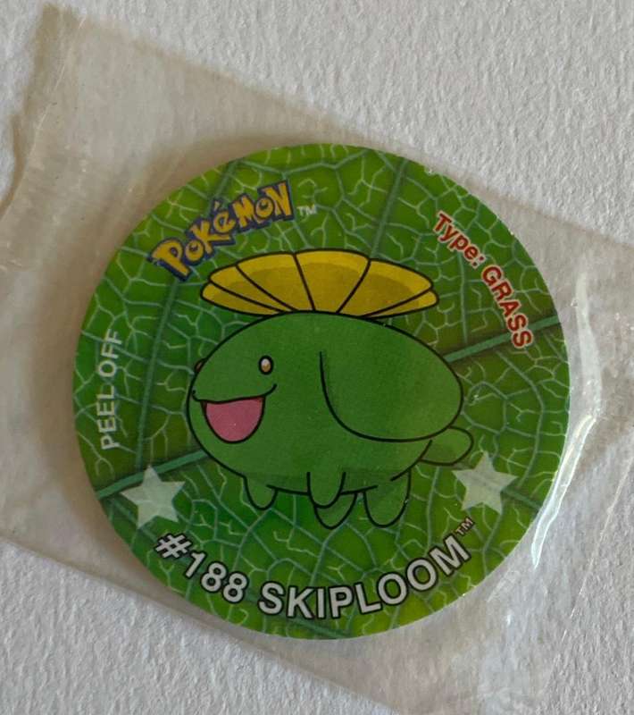 Pokemon Tazo - # 188 SKIPLOOM - Last Ever Collection . 2001 - Tazo number 16 - Mint - UNOPENED
