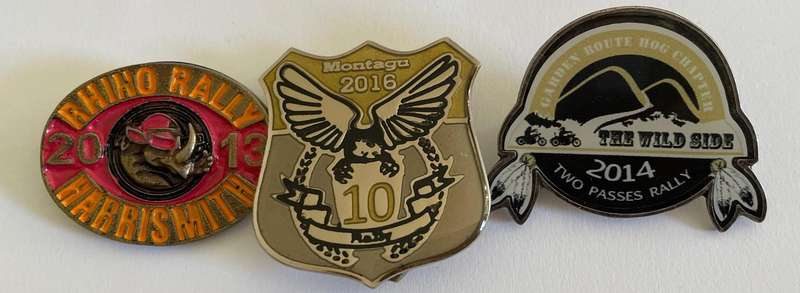 3 Motorbike Rally badges - great condition!