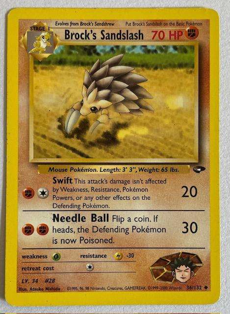Pokémon Trading Card -  BROCKS SANDSLASH - 2000 - 36/132 -UNCOMMON - LP NM