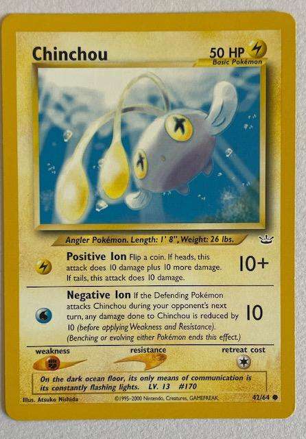 Pokémon Trading Card -  CHINCHOU - 2000 - 42/64 UNCOMMON  LP NM