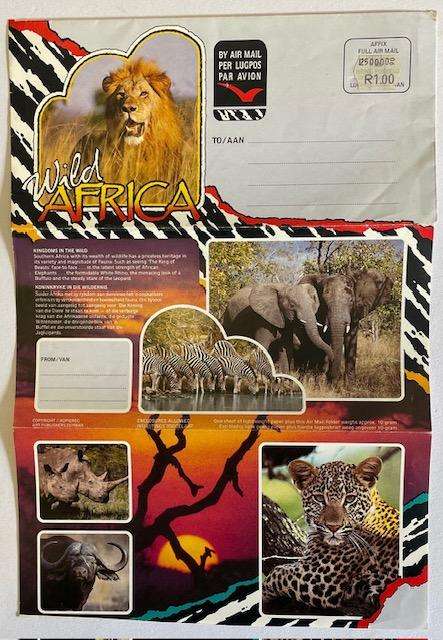 Vintage SA unused aerogramme - " WILD AFRICA" - UNUSED  - circa 1990