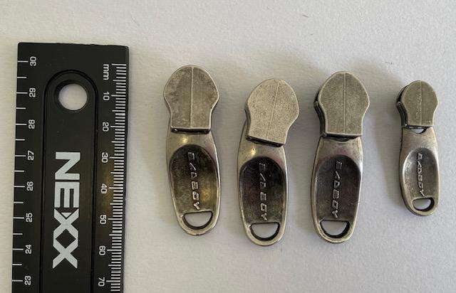 VINTAGE BAD BOY METAL ZIPPER PULLERS X4 CIRCA 1990