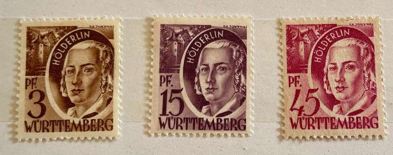 Wurttemberg Stamp set -Holderlin - 1947 - MH