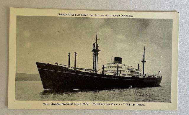 Vintage postcard - Union Castle Line - M.V. TANTALLON CASTLE" * Maritime history