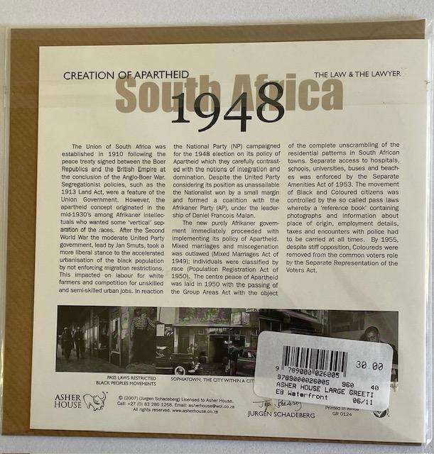 Nelson Mandela - Large Greeting Card - Jurgen Schadeberg - 2007. Brand new, still in plastic cover
