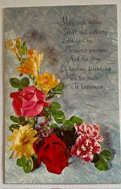 Vintage Glossy Friendship Card - unused. * Joy, happiness, success