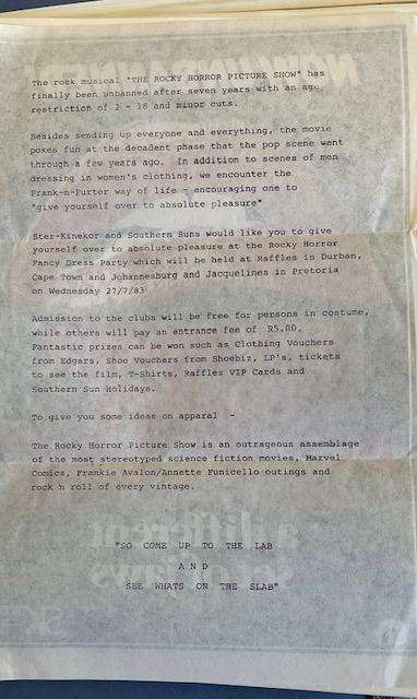 Vintage advertisement - (invitation to fancy dress party) - ROCKY HORROR PICTURE SHOW - 2000