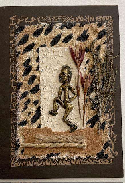 Greeting Card - AFRICA - HANDMADE - MIXED MEDIA - unused - Unique!