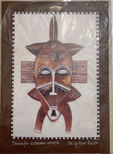 Greeting Card - AFRICA - HANDMADE - Semmfo Wooden Mask - J.Rush - unused