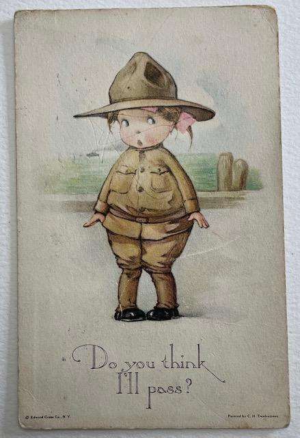 Antique Postcard - "Do You Think I'll pass?" painted by C. Twelvetrees, Alphalsa Co & Edward Gross