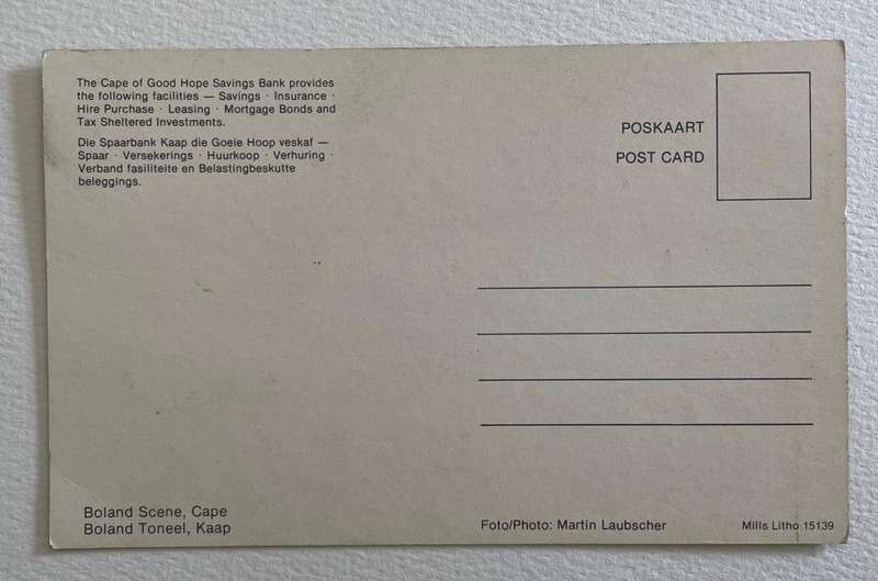 Vintage postcard -  BOLAND SCENE by Cape of Good Hope Savings Bank  *Africana.