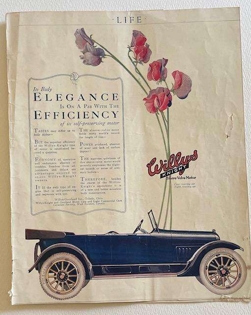 Antique advertisement - WILLYS KNIGHT Sleeve Valve Motor - from LIFE magazine 1918
