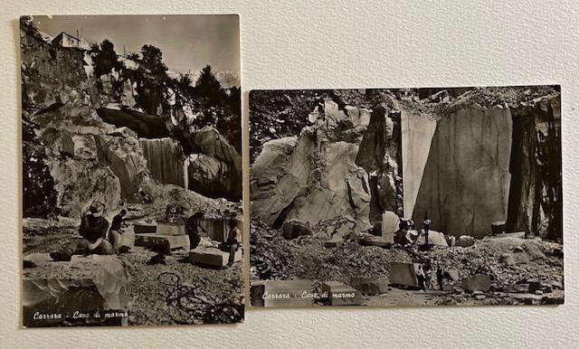 Two Vintage Postcards - Marble Quarry  - Colonnata - Italy - unused