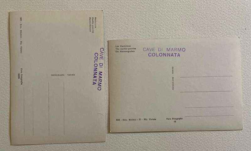 Two Vintage Postcards - Marble Quarry  - Colonnata - Italy - unused