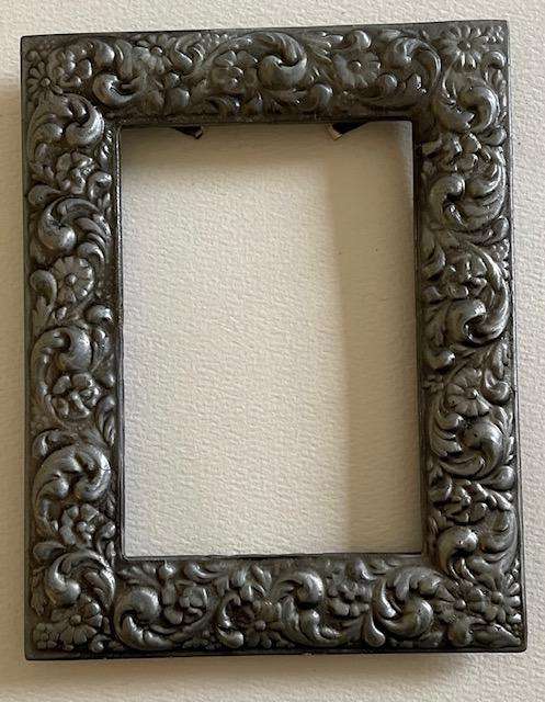 Vintage Pewter Photo Frame with intricate flower design. 17cm x 13cm