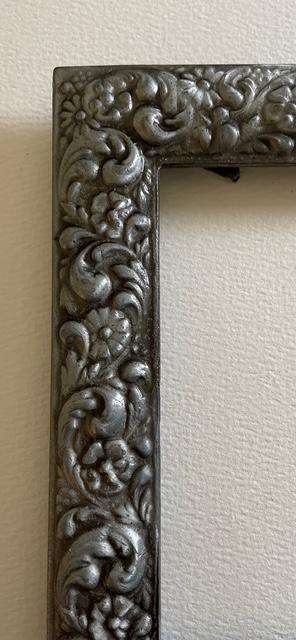 Vintage Pewter Photo Frame with intricate flower design. 17cm x 13cm