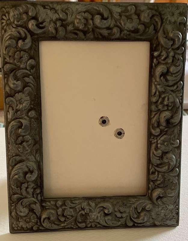 Vintage Pewter Photo Frame with intricate flower design. 17cm x 13cm