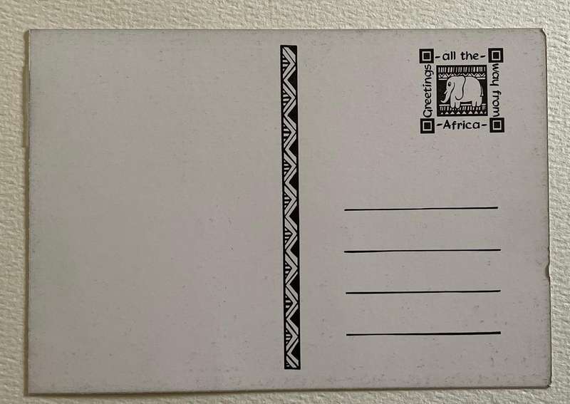 Postcard for you to colour / paint - greetings from Africa - unused