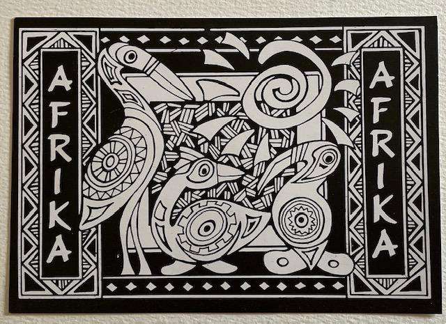 Postcard for you to colour / paint - greetings from Africa - unused