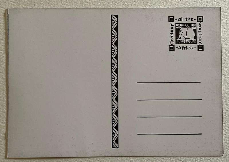 Postcard for you to colour / paint - greetings from Africa - unused